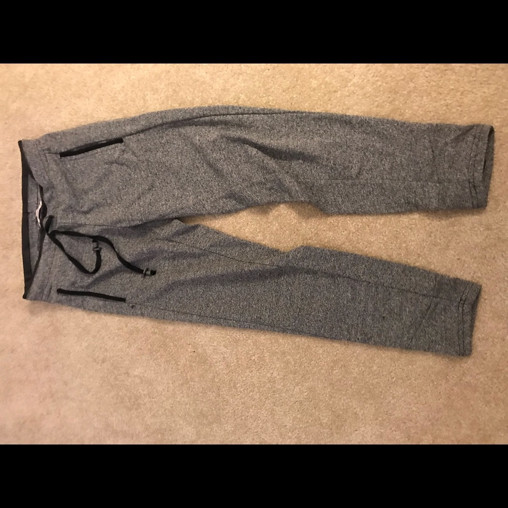 Cropped joggers with leather detailing